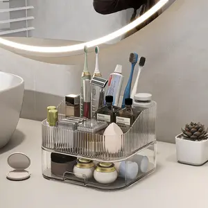 Toothbrush Toothpaste Holder 7 Slots Bathroom Countertop Organizer with Drawer for Toothbrushes and Toothpaste Space-Saving Clutter-Free Large Storage Capacity Mother's day Father's day Gift