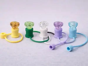 Colorful Diamond Silicone Reusable Straw Topper