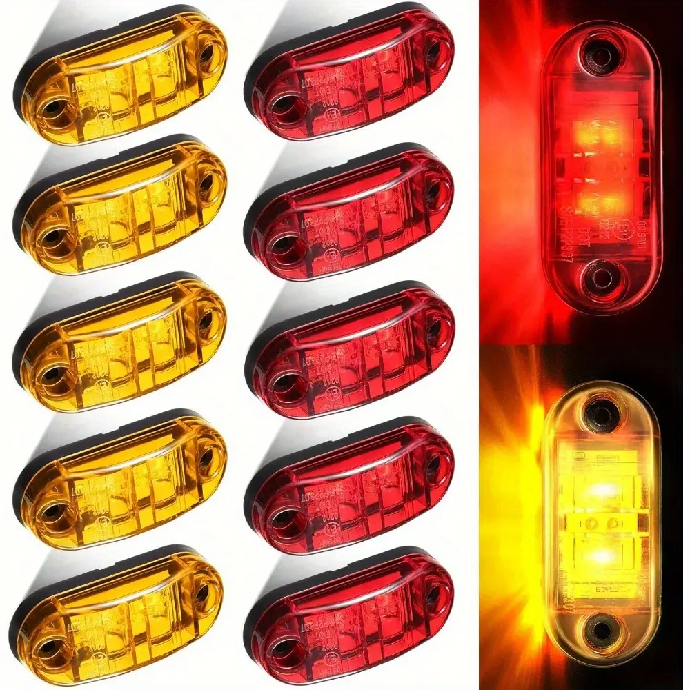 10Pcs 2.5 Inch LED Trailer Lights 2 Diode Waterproof LED Trailer Side Marker Oval Signal Running Lights for Truck Boat Rv,sohochic