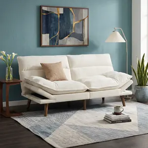 66 Inch Corduroy Futon Sofa Bed, Convertible Recliner Sleeper Couch with Adjustable Backrest & Armrests, Multifunctional Foldable Sofa Bed for Small Spaces, Living Room, Office, Guest Room, Compact Comfortable Sleeper Sofa