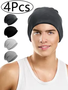 Syna World Skull Cap Set of Four (4 Pcs), Loose Fit Elastic Hat, High Street Appeal Style Unisex Design Party Accessory, All Season Use