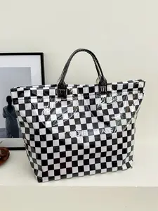Fashion Large Capacity Women's Handbag, Colorblock Plaid Design, Stylish Shoulder Bag, Perfect for Daily Use, Trendy Accessories, Versatile Shoulder Bags