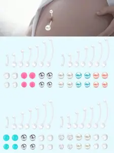 Women's Belly Button Rings Set, Plastic Material, Flexible & Transparent Design, Multiple Sizes Available (10-35mm), Ideal for Daily Wear