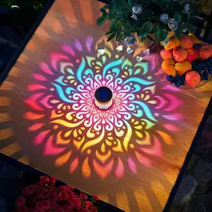 RGB Solar Garden Light, Decorative Projection Lamp, Waterproof Outdoor Pathway Lighting, Rechargeable Nickel Metal Hydride Battery, Patio Lights