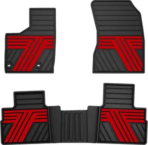 TTX LIGHTING Custom Fit Floor Mats Custom Fit for Nissan Rogue 2021-2026 All Weather Anti-Slip Waterproof PVC Floor Liners, Black-Red