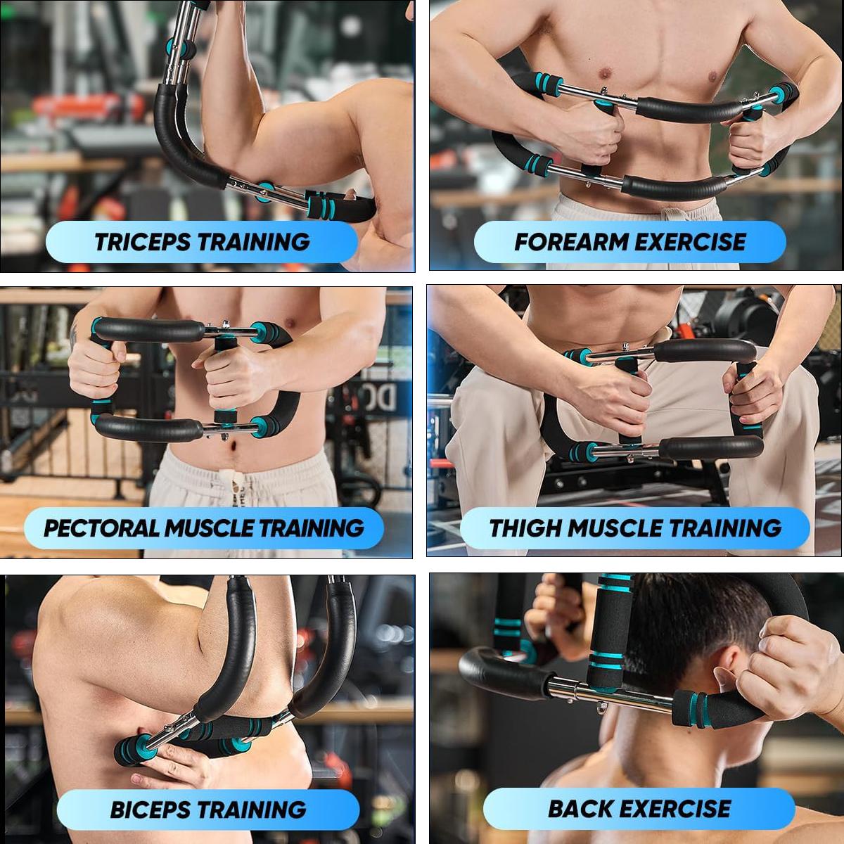 60-110lbs Adjustable Twister Arm Exerciser Spring Workout Bar, Multi-purpose Forearm & Chest Trainer, Portable Home Fitness Equipment for All