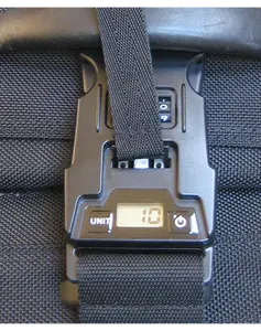 Secure luggage strap with luggage scale built in.