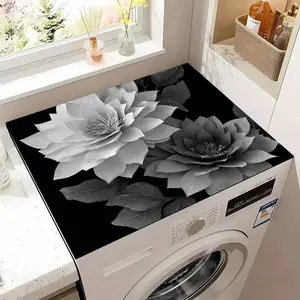 1pc Washing Machine Cover Sun Protection Pad Floral Design, Automatic Roller Protector, Durable & Stylish Laundry Accessory