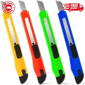 4 Pack Box Cutter, 9mm Snap-off Utility Knife