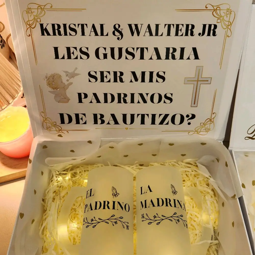 Baptism godparents proposal a elegant design gift box with a set of two glasses 16oz