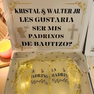 Baptism godparents proposal a elegant design gift box with a set of two glasses 16oz