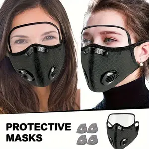 Removable Mask, Reusable Mask with Exhalation Valve, Transparent Removable Goggles, Oral Filter, Outdoor Activities Equipment, Dustproof, Suitable for Men and Women.