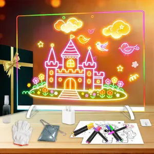 Portable Led Note Board with Colors, Doodle Glow Board Led Drawing Board for Kids, Creative Magic Board Light Up Drawing Board for Kids Large 13"X10"