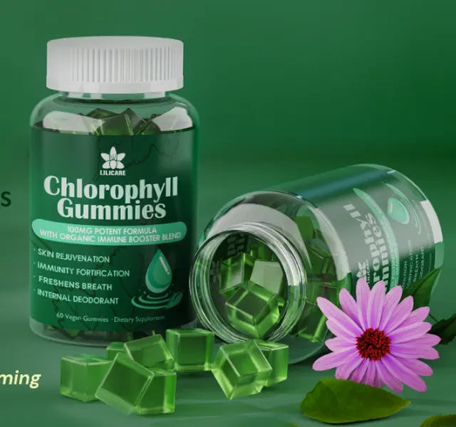 Chlorophyll Gummies Supplement for Men Women Super Greens Sea Moss Elderberry Wheatgrass Echinacea Zinc Complex Vitamins C D3 E B12 Natural Internal Deodorant Body Odor Detox Digestive Gut Health Immune Support 60 Gummies
