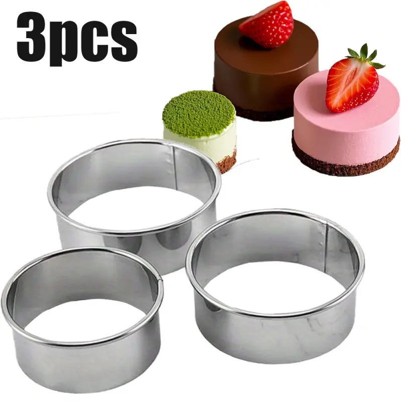 3pcs Stainless Steel Circular Molds | 430 Stainless Steel, Seamless Mousse Cake and Dumpling Skin Mold, Round Shape, Ideal for Christmas Baking, Bakeware, Baking Supplies