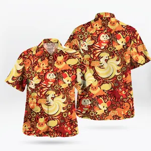 2026 Hot Hawaiian Sets PKM [FREESHIP] Fresh Summer – Youthful – Bold with the Fire-Type PKM Hawaiian Shirt – Tropical Flame Style