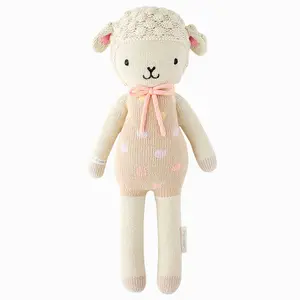 cuddle+kind Lucy the lamb (pastel) 13" hand-knit doll - 1 doll = 10 meals, fair trade, heirloom quality, handcrafted in Peru, 100% cotton yarn