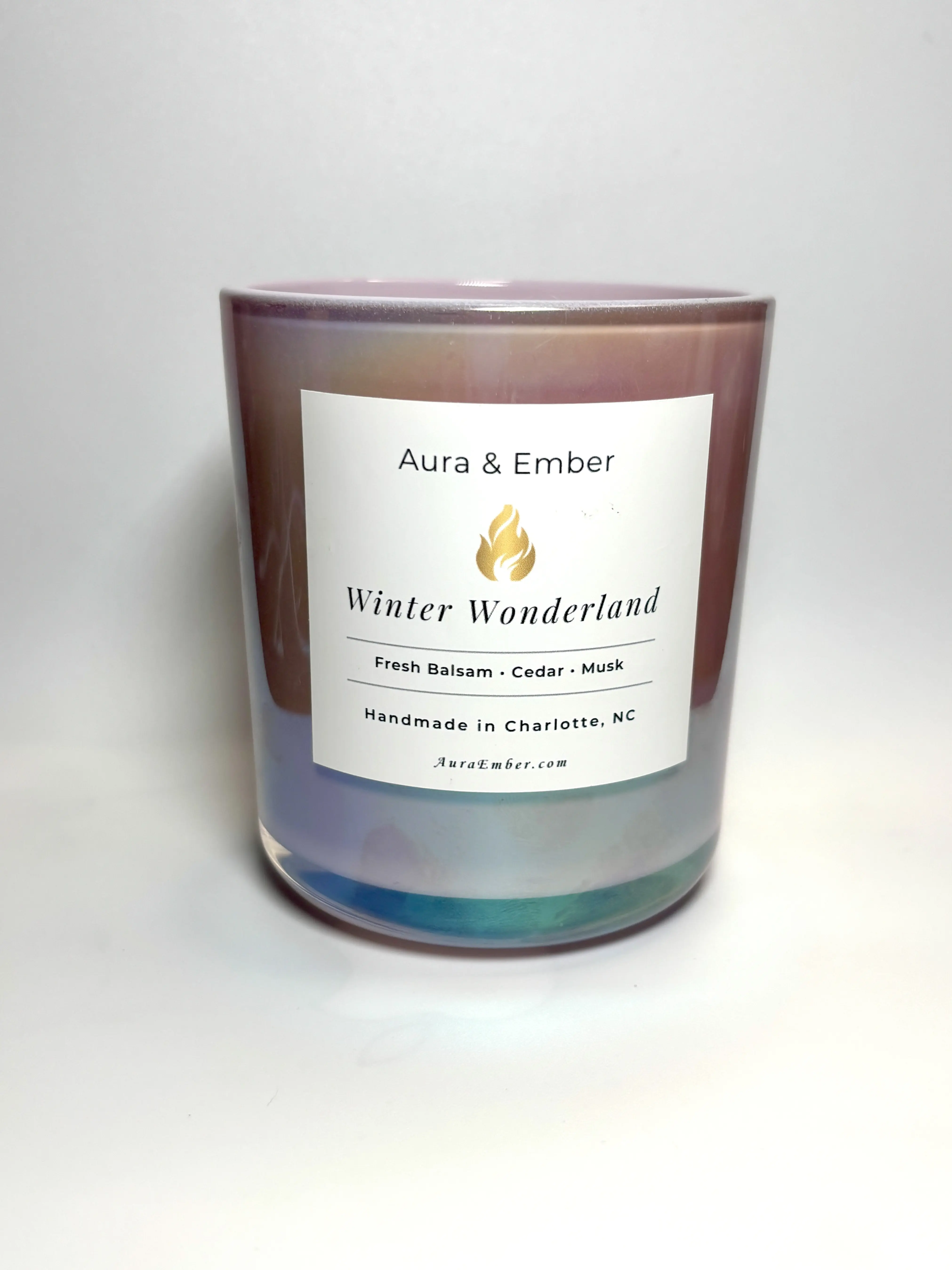 Aura & Ember Winter Wonderland 12oz Large Christmas Candle Balsam Fir Christmas Tree Christmas in a Jar Handmade in Charlotte NC