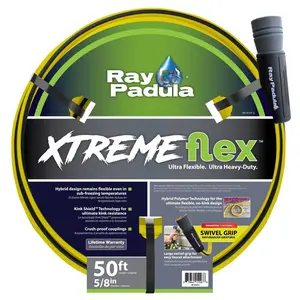 Ray Padula XtremeFlex Ultra Flexible 50ft Heavy Duty Hybrid Garden Hose: Leak-Resistant, Comfi-Grip
