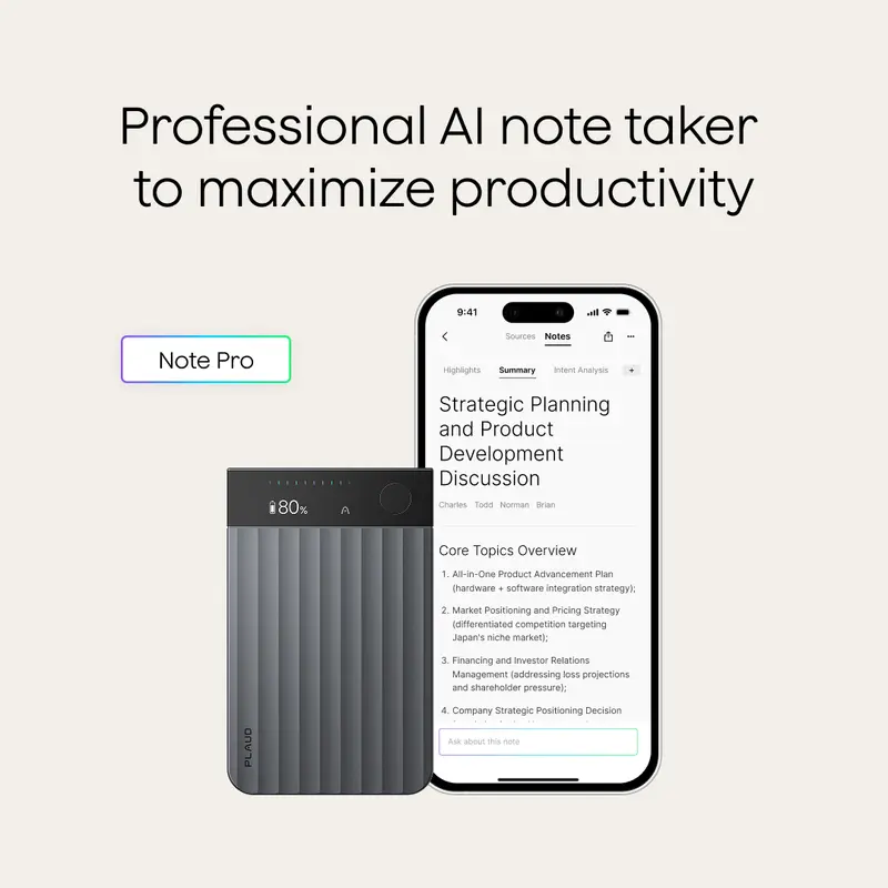 [New Launch] Plaud Note Pro Professional AI Voice Recorder for Business Meetings, Calls & Interviews, 4 MEMS Microphones, Instant View Display, 50-hour Battery Life, AI Transcription & Summary, Premium Office Gadget & Business Gift