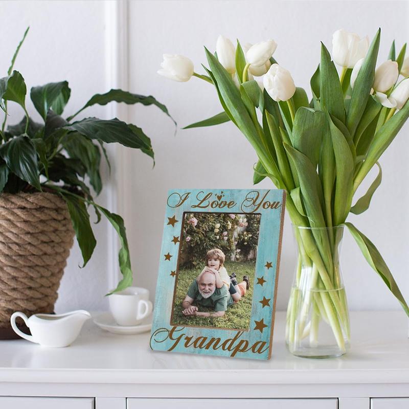 8x6 Picture Frame, Grandpas Photo Frame for  Decor, Father's Day  for Dad Grandpa, Grandfather Birthday  Idea,  Picture Frame for Wall & Tabletop Display, I Love You Grandpa