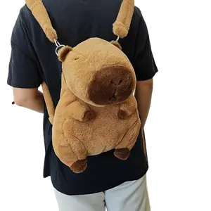 Decompress [Cute Capybara Plush Toy] Cute Light Brown Capybara Plush Backpack Toy - Multi-Functional Storage for Sofa Cushion and Home Decor