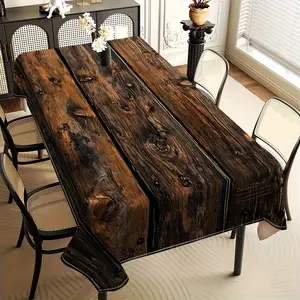 【 JIT Product 】 1pc Soft, Fashionable and Beautiful Rural Wood Grain Printed Tablecloth - Durable Rectangular Table Cover, Suitable for Restaurants, Dining, Kitchens, Coffee Tables - Party Decoration Easy to Clean Fabric,