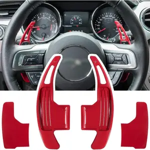 Steering Wheel Shift Paddle Extended Shifter Trim Cover for Ford Mustang 2015 2016 2017 2018 2019 2020 2021 2022 2023 Interior Decoration Accessories Aluminum Alloy (Red 2 count)