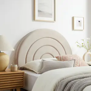 Solana Arched Performance Velvet Twin Headboard in Almond