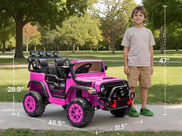 Hikiddo 24V 4WD Ride on Toy, 2-Seater Kids Ride-on Truck Electric Car for Kids Boys w/Remote, Bluetooth