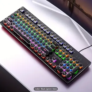 YinDiao Caller Mechanical Keyboard 104 Keys Green Axis Backlit Office E-sports Game Keyboard Wired USB Desktop Computer Notebook Universal