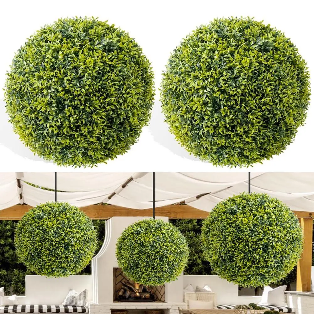 Set of 2 artificial boxwood balls, large Ø52 cm, boxwood ball with chain, UV-resistant plastic artificial plants, decorative topical for home, office, garden, wedding-Boxwood