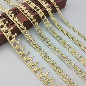 2 yards Width 0.6-3CM High quality sewn gold lace trim braid lace DIY garment accessories skirt cutout embroidery lace  JDB