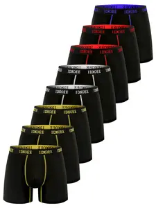 8 pcs men's comfortable slim fit shaping underwear - breathable, quick drying, elastic waistband, suitable long boxer underwear for exercise, and casual wear - soft, lightweight, Suitable for wearing in all seasons, Men's flat cornered underwear.