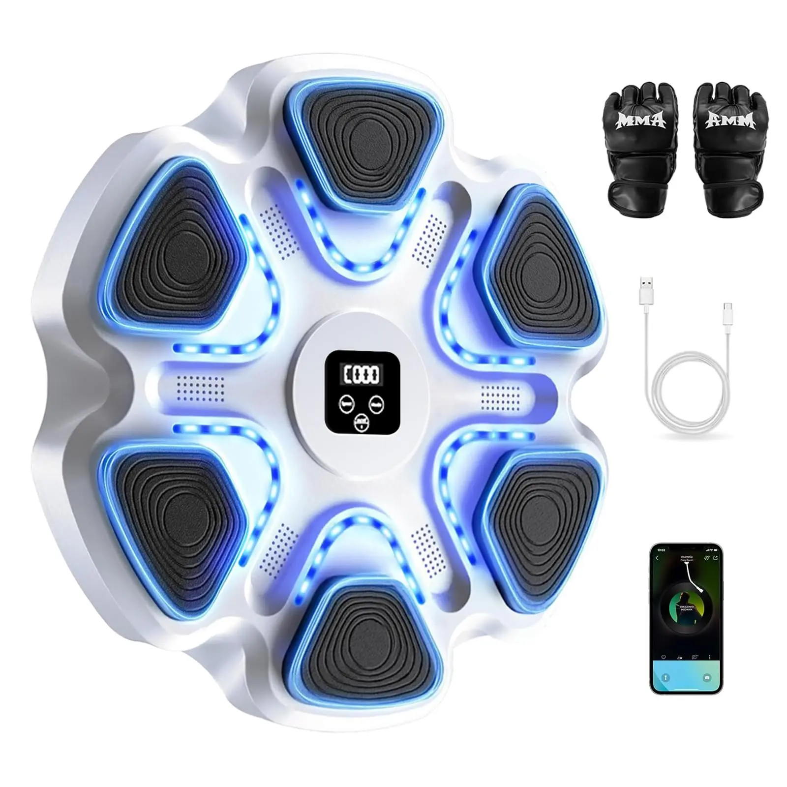 Music Boxing Machine,Smart Boxing Machine for Adults & Kids,Boxing Training Machine with Boxing Gloves, Music Playback Boxing Workout Equipment Target for Home, Office, Gym