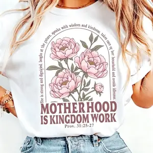 Retro Motherhood Is Kingdom Work  Shirt, Mothers Day Shirt, Christian Mom Gift,Religious Boho Floral Bible Shirt,Mom Life Tee