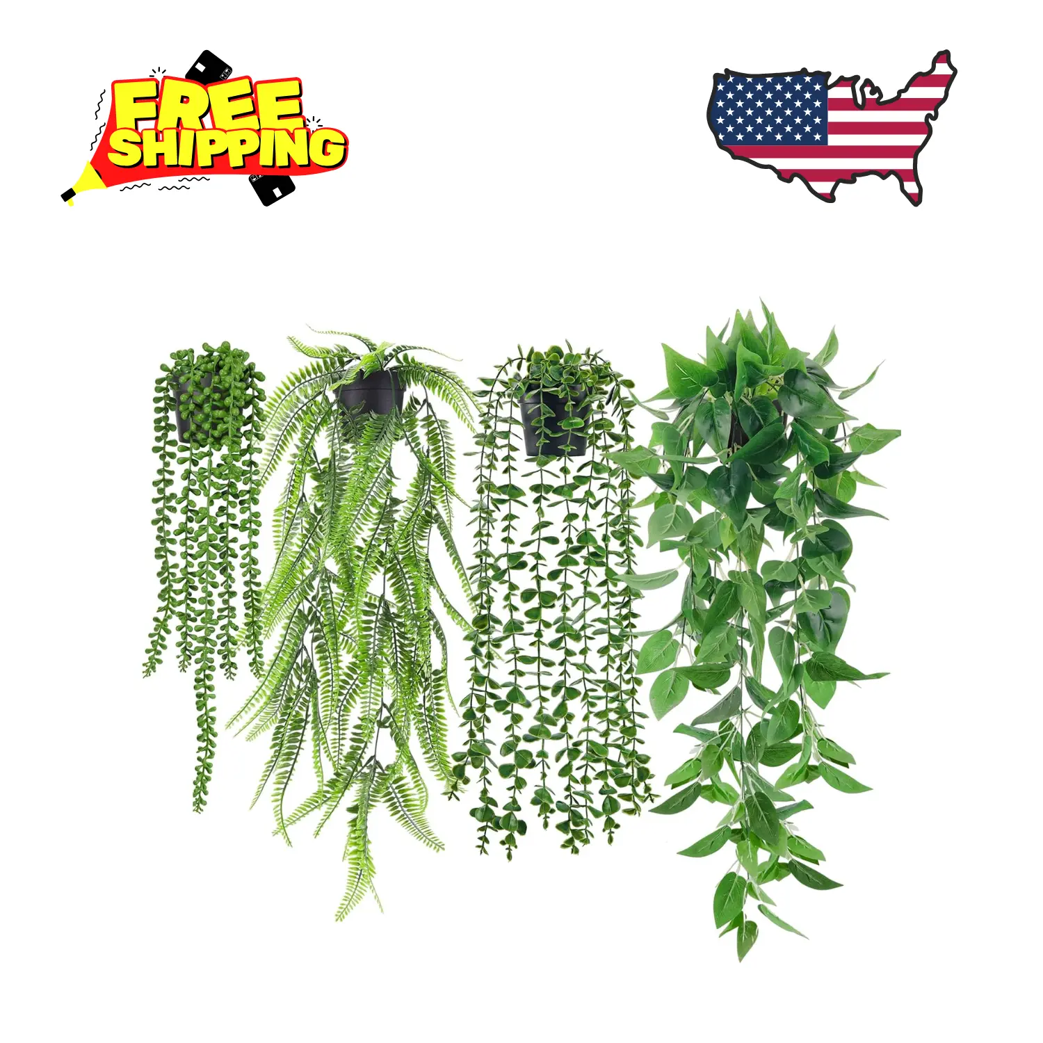 4Pcs Fake Plants Hanging Artificial Ivy Vine Faux Eucalyptus Hanging Plants