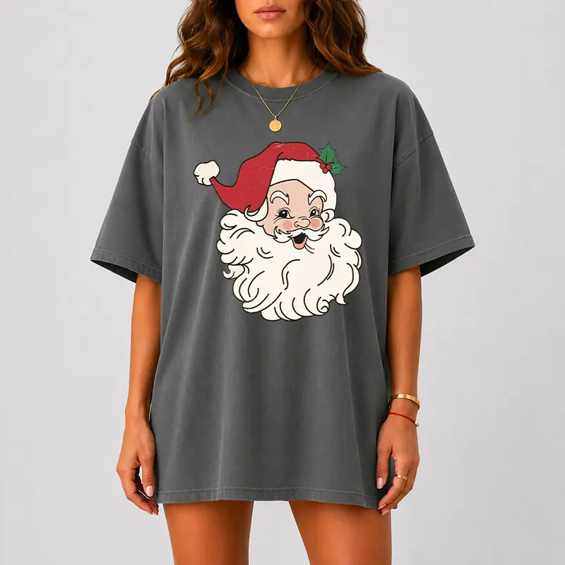Comfort Colors Vintage Santa T-Shirt, Retro Christmas Graphic Tee, Cute Santa Claus Shirt, Holiday Christmas Shirt for Women