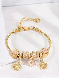 Light luxury and versatile rhinestone drop oil flower bead bracelet, suitable for daily wear, vacation and dating occasions, and is also a surprising and exquisite small gift, Flower Design Bracelet