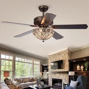 Warehouse of Tiffany CFL-8353REMO-RB 52 in. Gliska Indoor Remote Controlled Ceiling Fan with Light Kit, Bronze