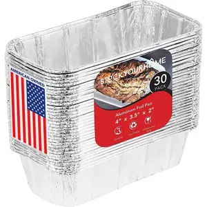 1 Lb Aluminum Foil Mini Loaf Pans (30 Pack) Disposable Small Loaf Pan – 1 Pound Baking Tin Liners, Perfect to Bake Cakes, Bread Loaves, and Meat - 6 x 3.5 x 2