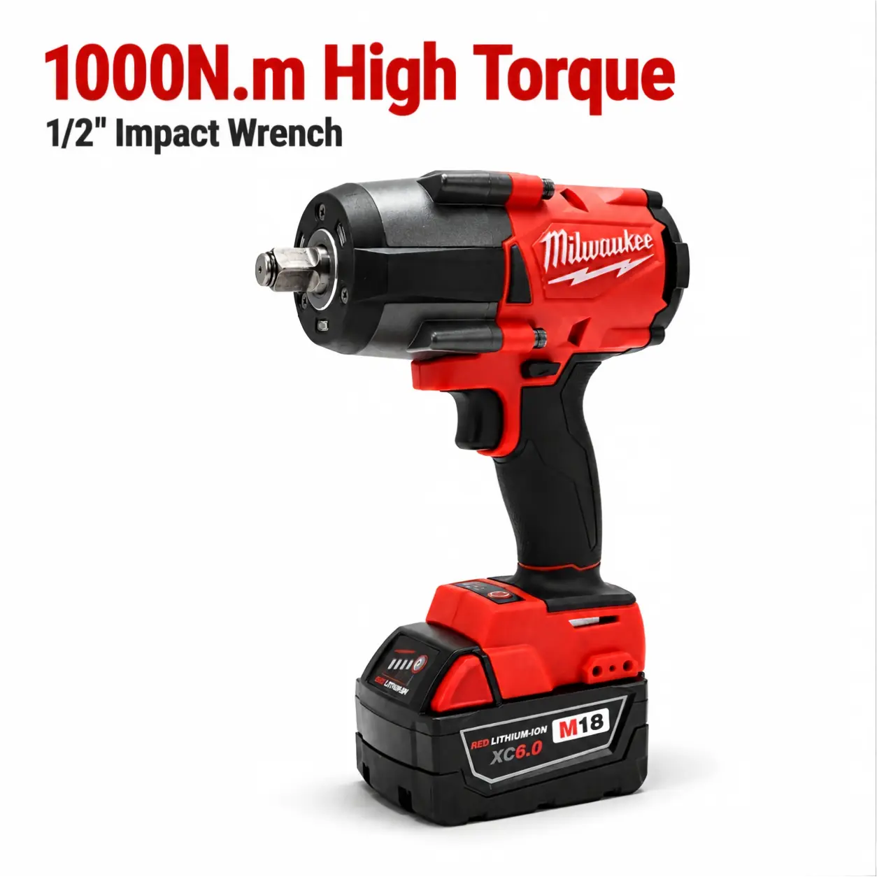 Milwaukee M18 FMTIWF12 1/2 "Square Drive Impact Wrench, 1000Nm Maximum Torque for Heavy Equipment Maintenance, Automotive Repair Level Laser Green Cordless brushless impact wrench xr max job site rapid charger high mechanical work tool power construction