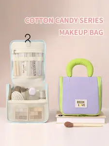 Adorable Handbag with Hook, Sweet Patchwork Design, Comfortable Handle, Ideal for Travel and Home, Cosmetics Organizer