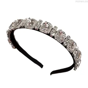 Luxury high-gloss rhinestone headband for women, featuring elegant premium texture. Classic French sweet and cool style, trendy versatile hair accessory to elevate your daily outfits and hairstyles.