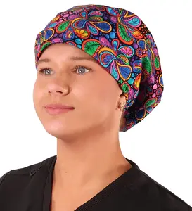 Riley Comfort Scrub Cap - Bright Flower Paisley