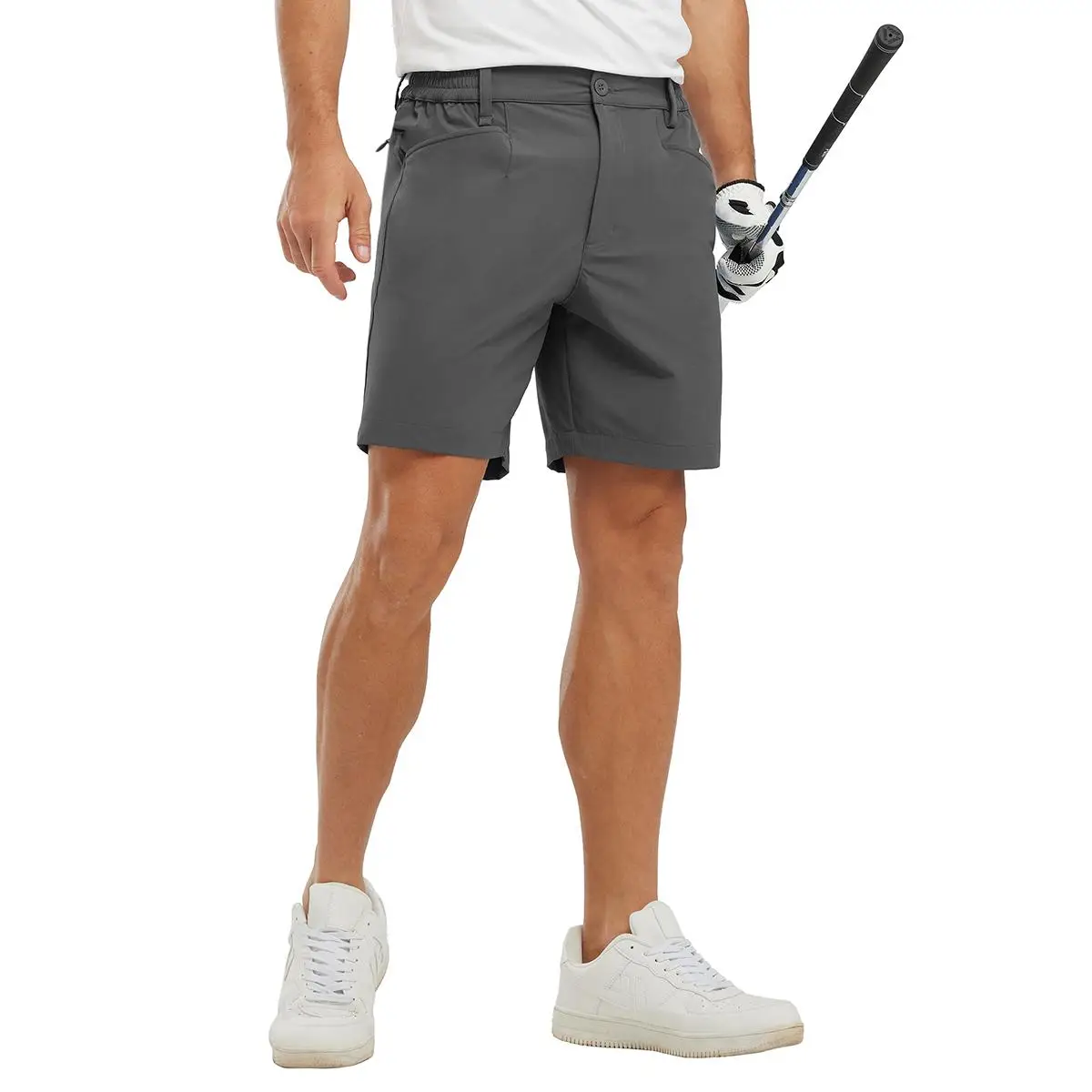 YSENTO Men's Golf 4-Way Stretch Mens Shorts 7 Inch Inseam Dry Fit Dress Casual Work Chino Lightweight with Elastic Waist Quick-Dry Pants LGBT Wimble