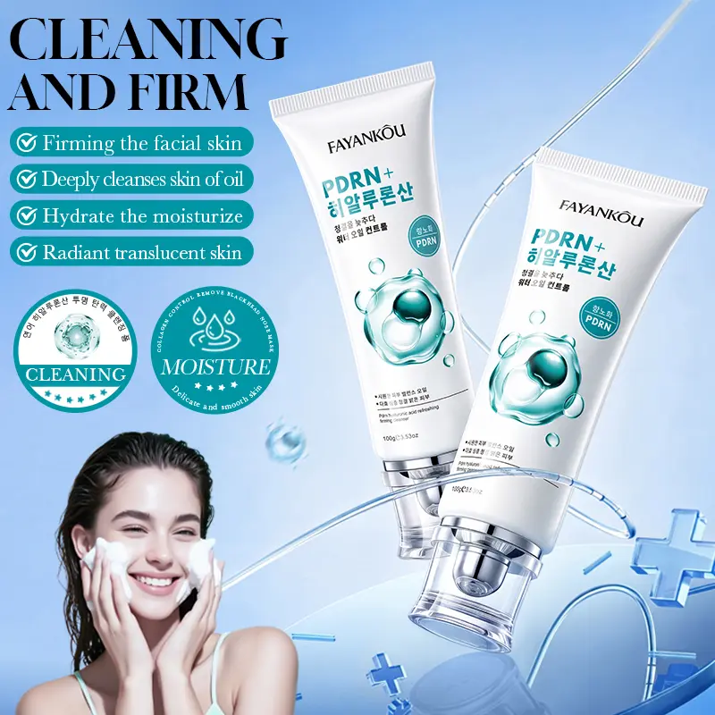 PDRN+Hyaluronic Acid Hydrating Facial Cleanser - Gentle Korean Foaming Facial Wash Moisturizer, Fresh Easy-Rinsing Daily Cleanser for Oily & Dry Skin, 100g
