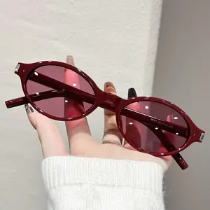 1pc Women Oval Frame Fashion Sunglasses, Summer Beach Accessory Oval Shape Shades