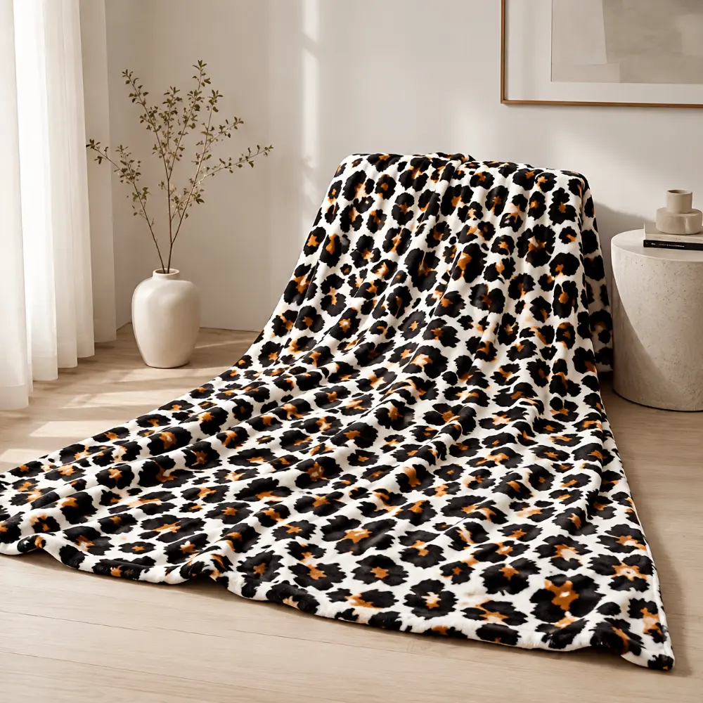 Leopard Print Blanket, Black White Cheetah Print Throw Blanket, Soft Cozy Fleece Blanket for Couch Sofa Bed Bedroom Decor, Luxury Animal Print Home Decor Blanket, Glam Wild Style Gift for Leopard Lovers