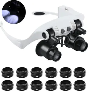 Hands Free  Magnifying Glasses, Magnifier with Light, 1X, 2X, 3X, 5X, 6X, 8X, Ideal for , Eyelash Extensions, Soldering, Craft, Cross Stitch
